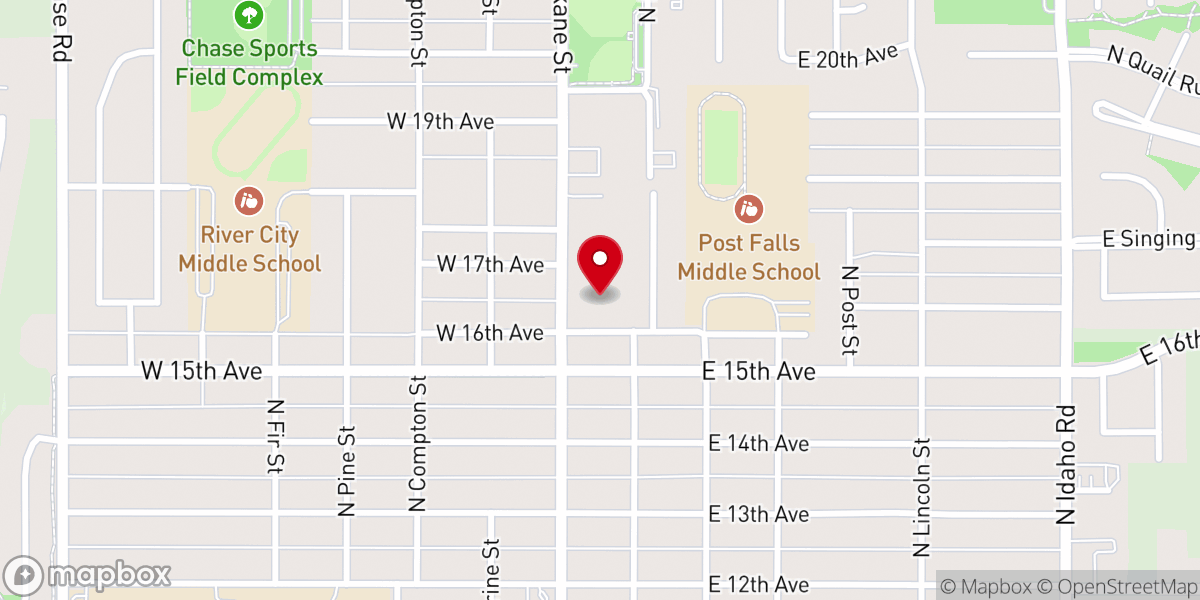 Map showing location of Post Falls Baptist Church