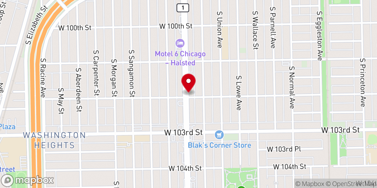 Map showing location of Rehoboth Apostolic Worship Center-Halsted