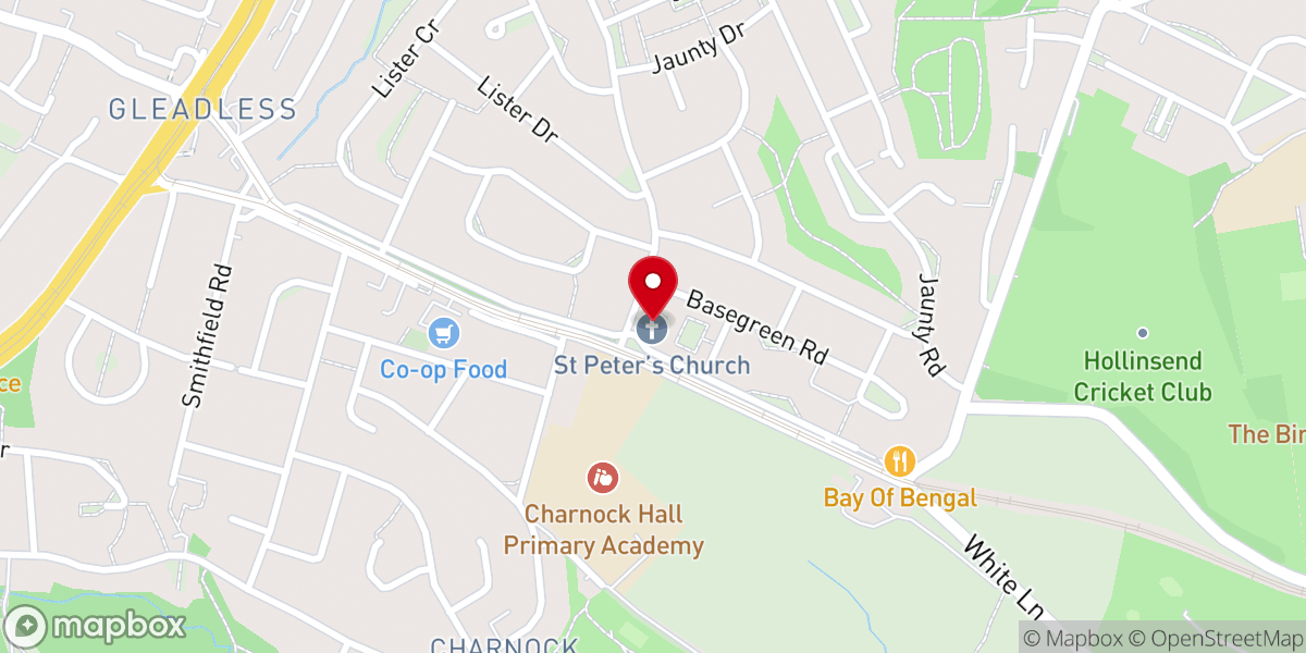 Map showing location of St Peter's Parish Church
