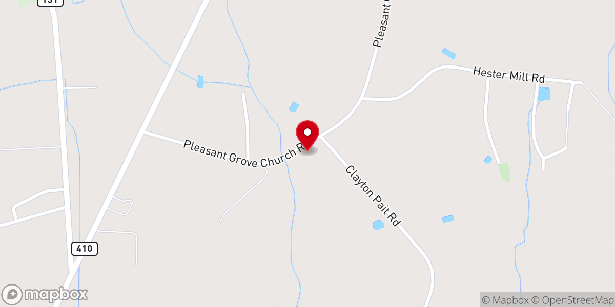 Map showing location of Pleasant Grove Independent Church