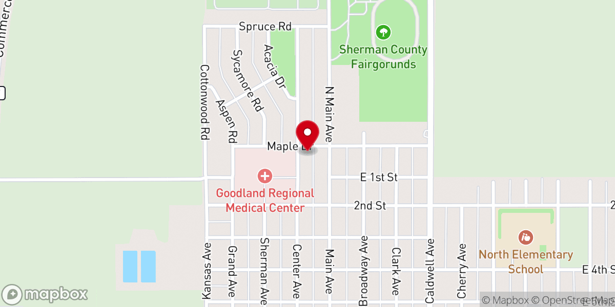 Map showing location of Goodland Bible Church