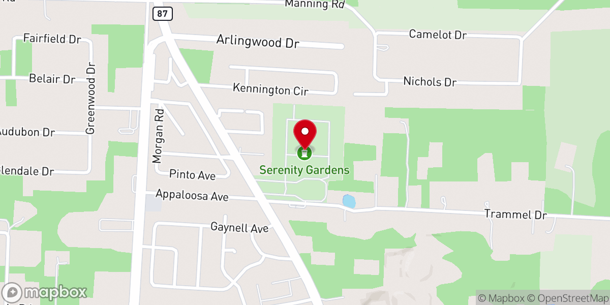 Map showing location of Serenity Gardens