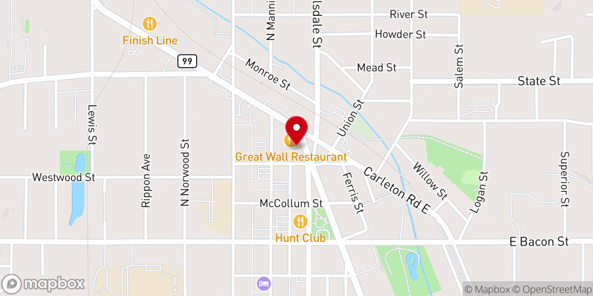 Map showing location of The Dawn Theater