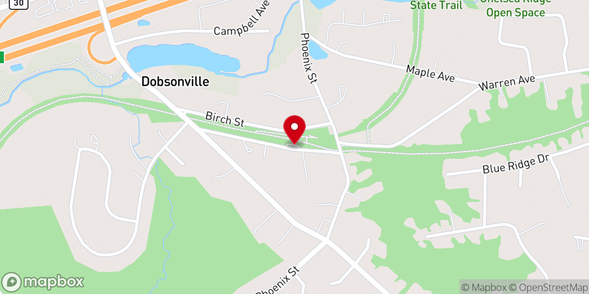 Map showing location of Hop River Trail Parking @ Church St