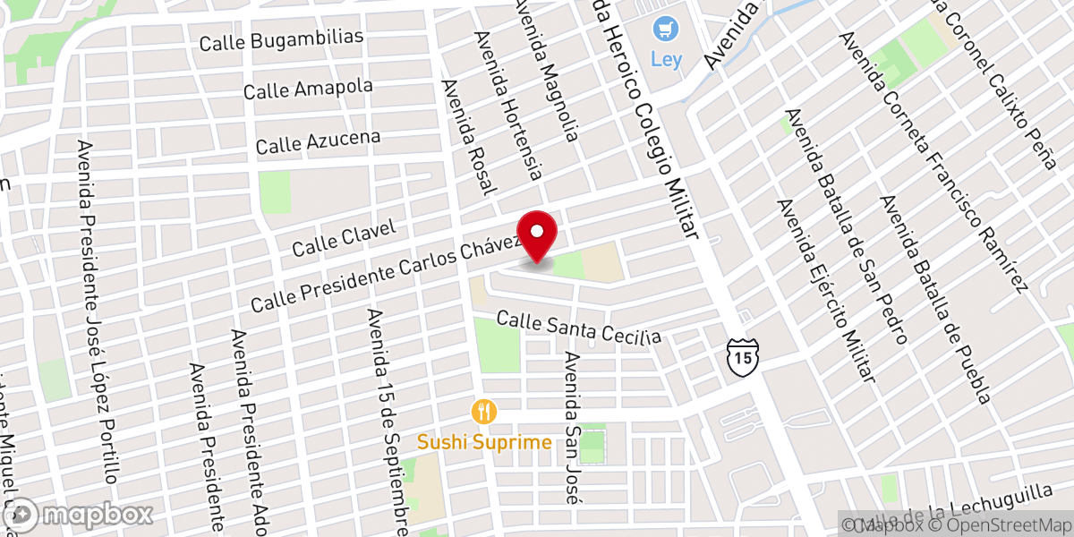 Map showing location of Parroquia El Divino Mestro
