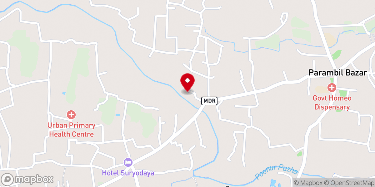 Map showing location of Parambil Palli Makham parking