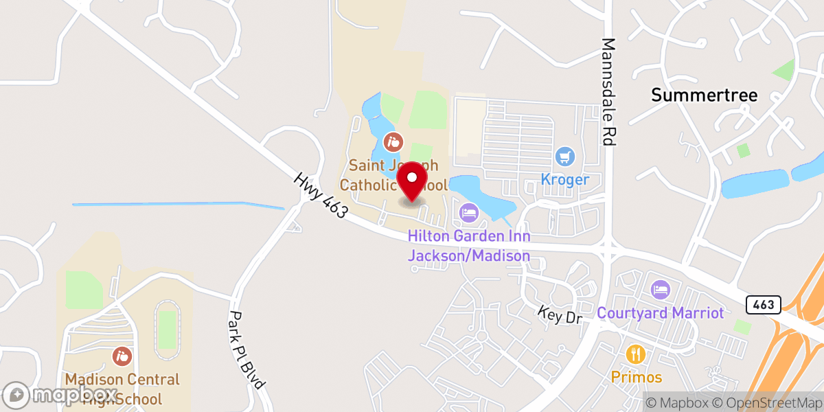 Map showing location of St. Joseph Catholic School