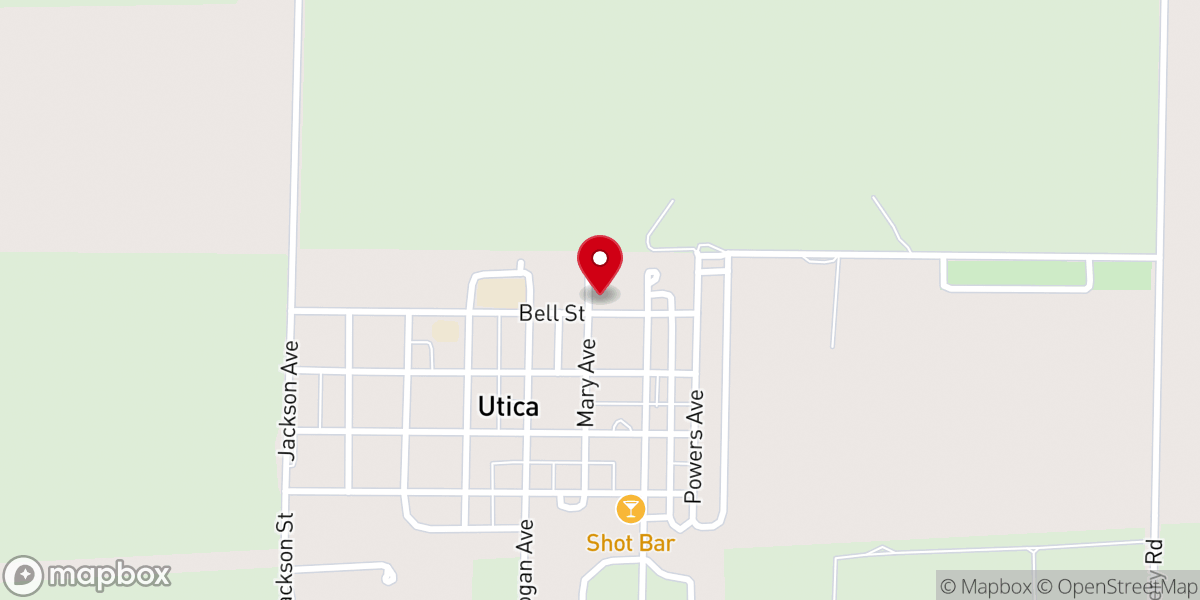 Map showing location of Utica Methodist Church