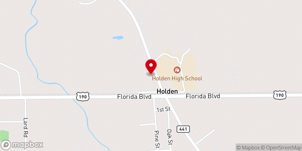 Map showing location of Holden Baptist Church