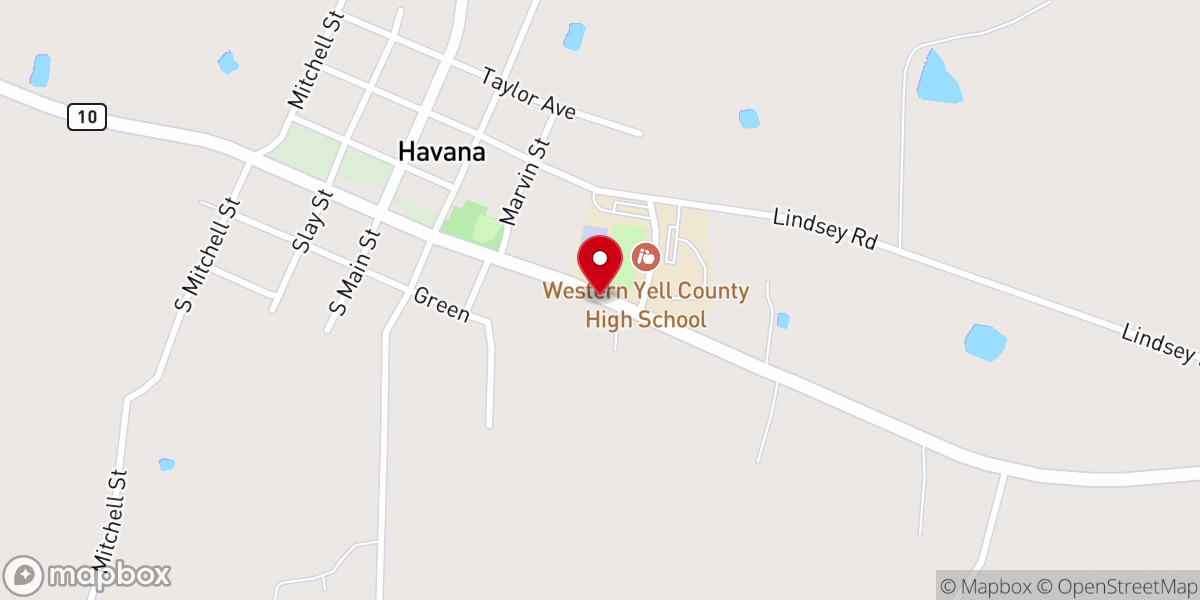 Map showing location of Western Yell County Church of Christ