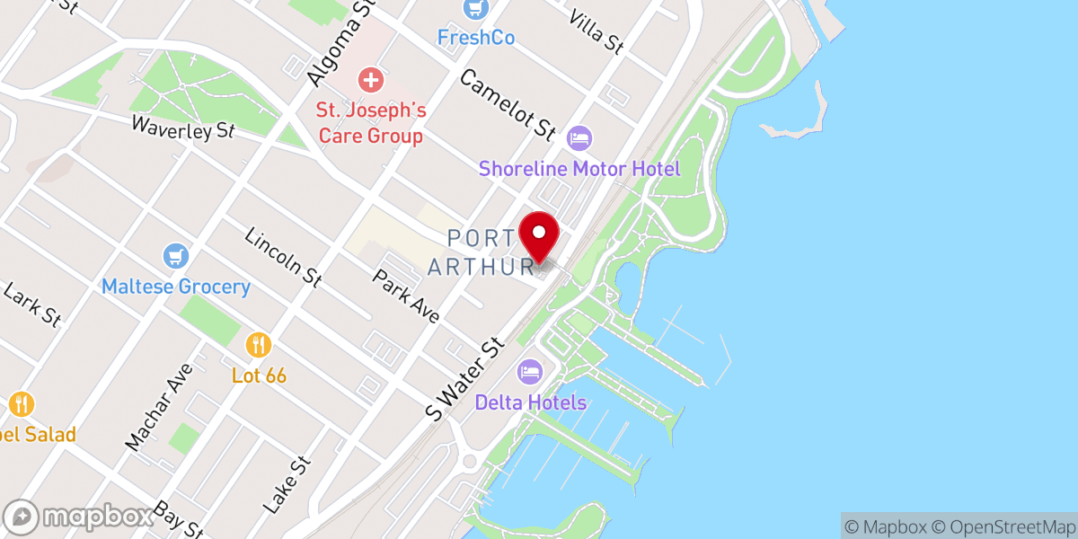 Map showing location of Thunder Bay Tourist Pagoda