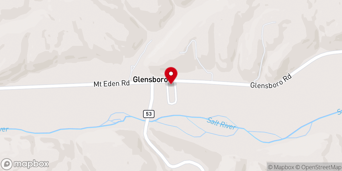 Map showing location of Glensboro Christian Church