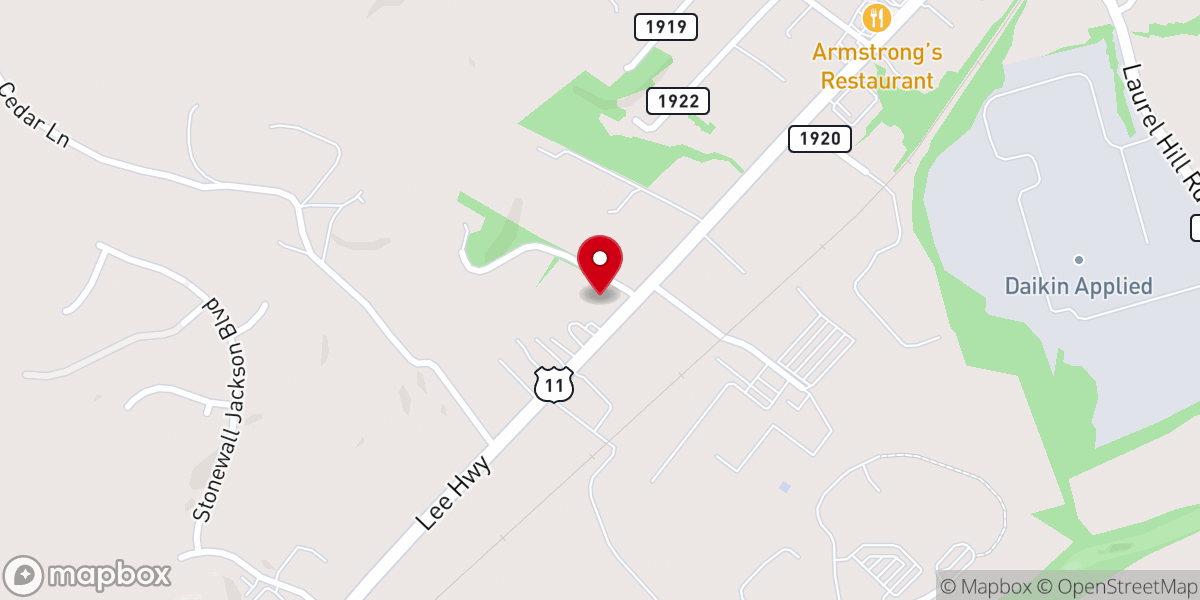 Map showing location of Shenandoah Baptist Church