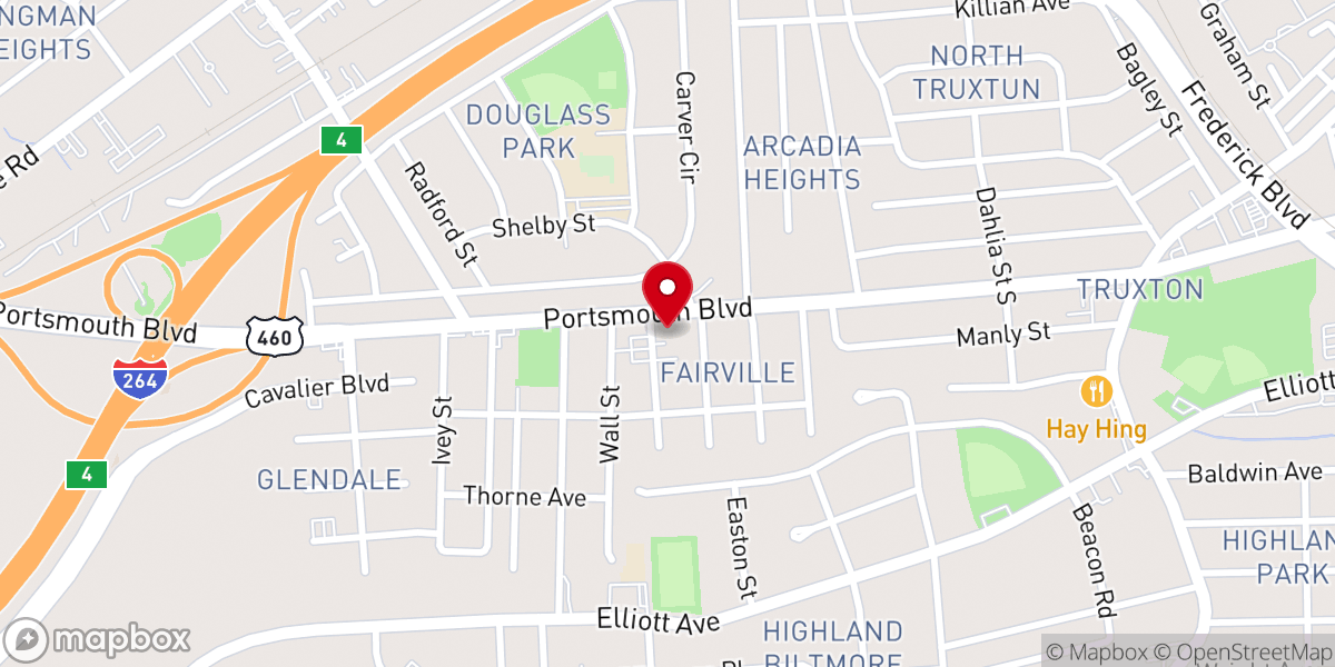 Map showing location of Noble Street Baptist Church