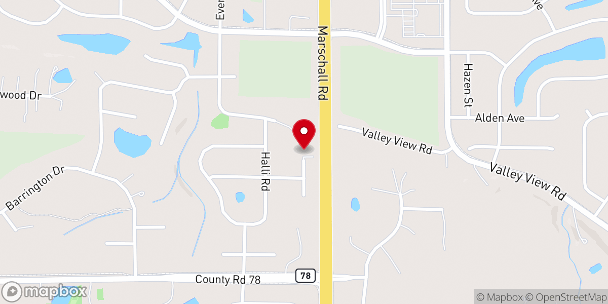 Map showing location of New Hope Baptist Church