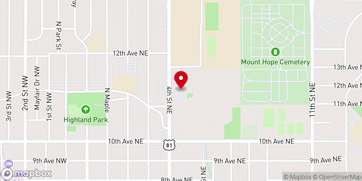 Map showing location of Family Worship Center - Watertown