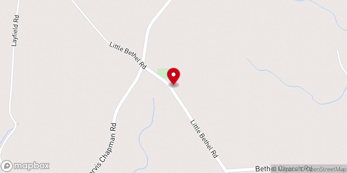 Map showing location of Little Bethel Freewill Baptist
