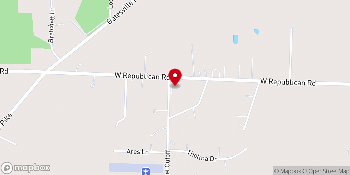 Map showing location of Bethel Assembly of God Church