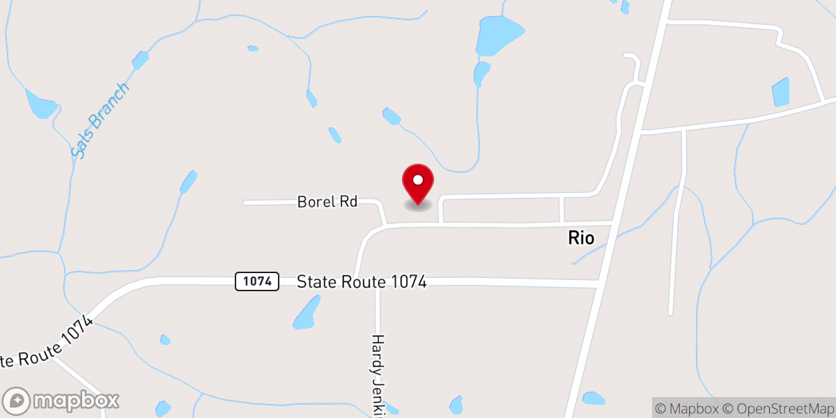 Map showing location of Palestine Baptist Church