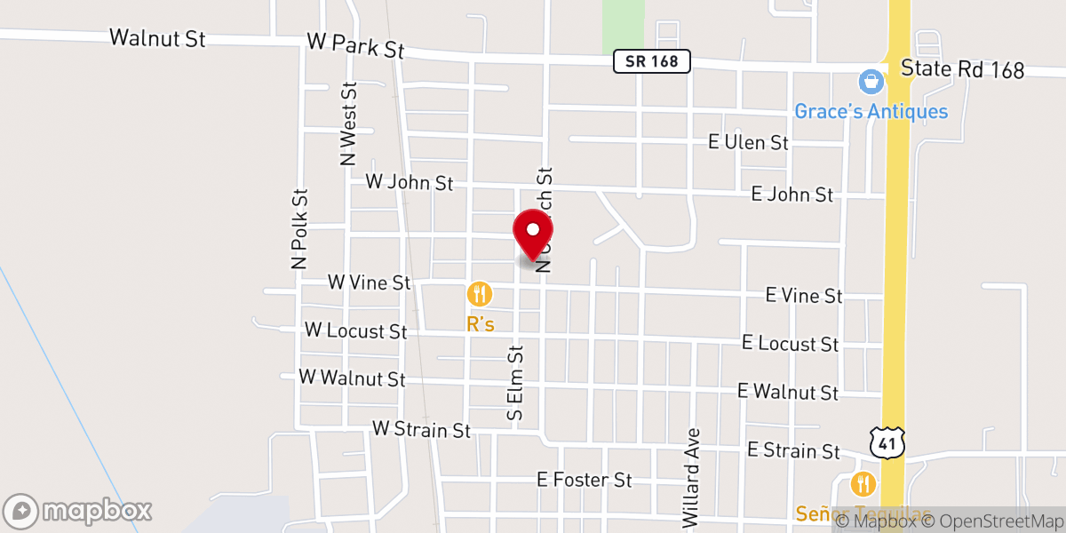 Map showing location of Fort Branch Wesleyan Church