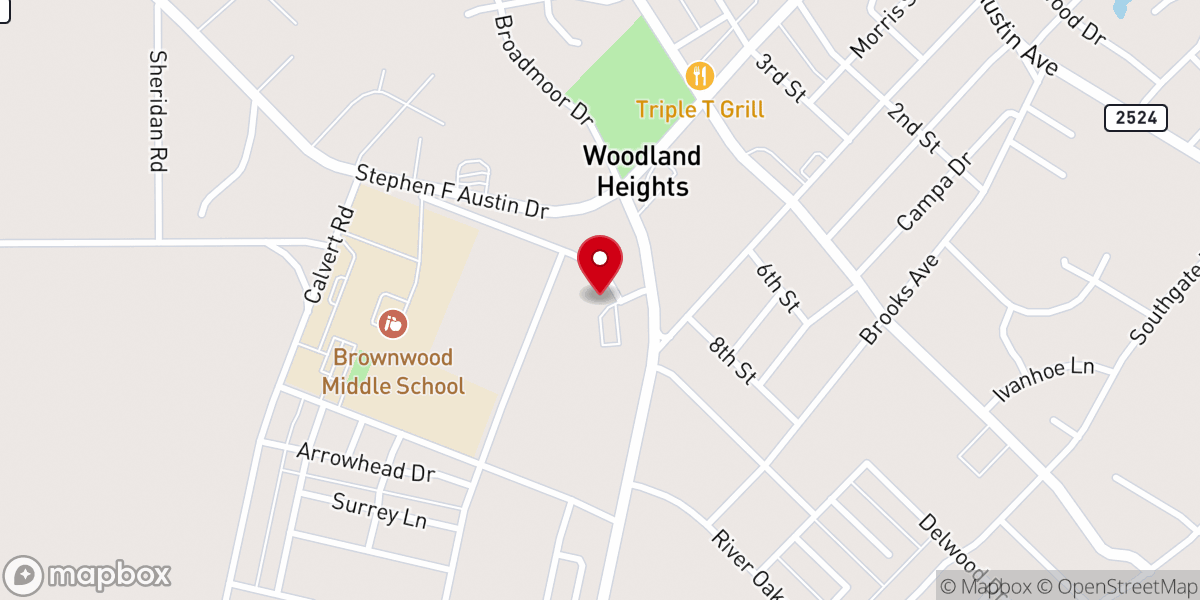 Map showing location of Woodland Heights Church-Christ