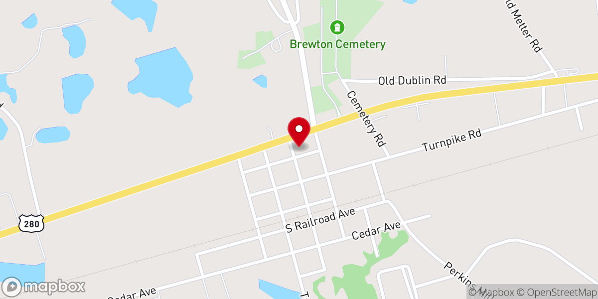 Map showing location of Hagan Baptist Church