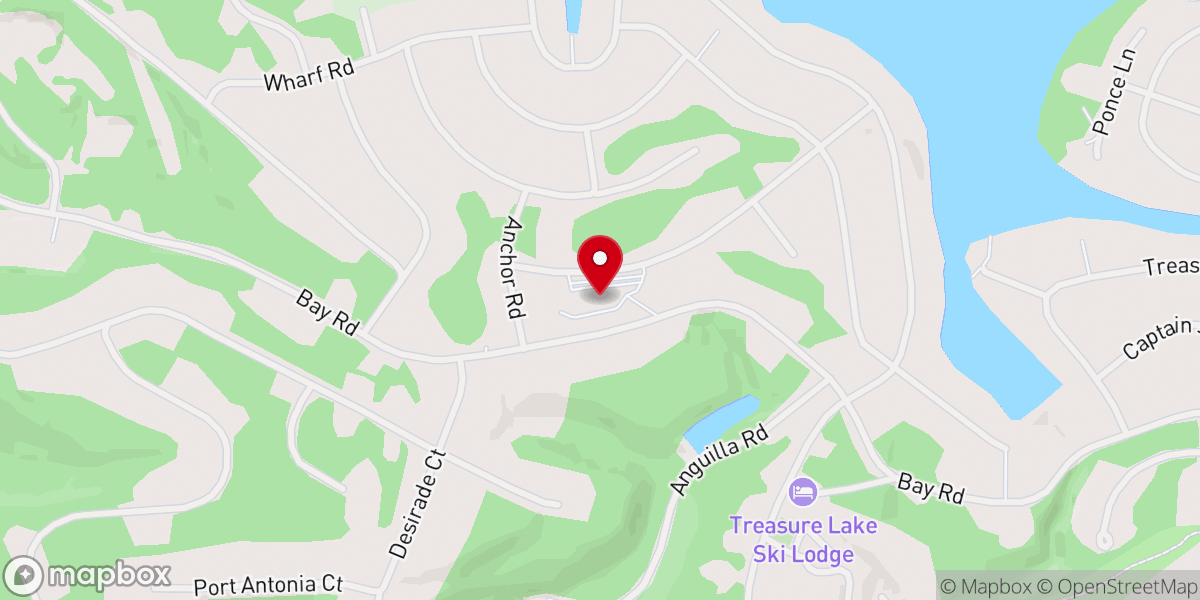 Map showing location of Treasure Lake Interdenominational Church