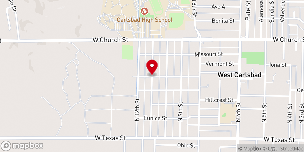 Map showing location of Carlsbad Church-God-Prophecy