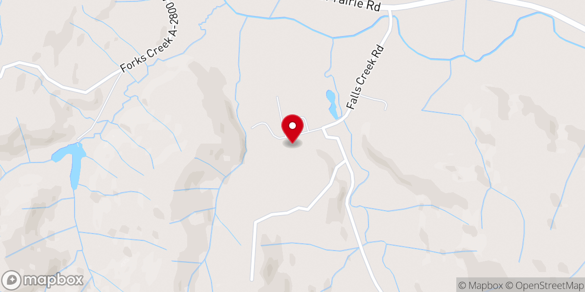 Map showing location of Falls Creek Retreat Center