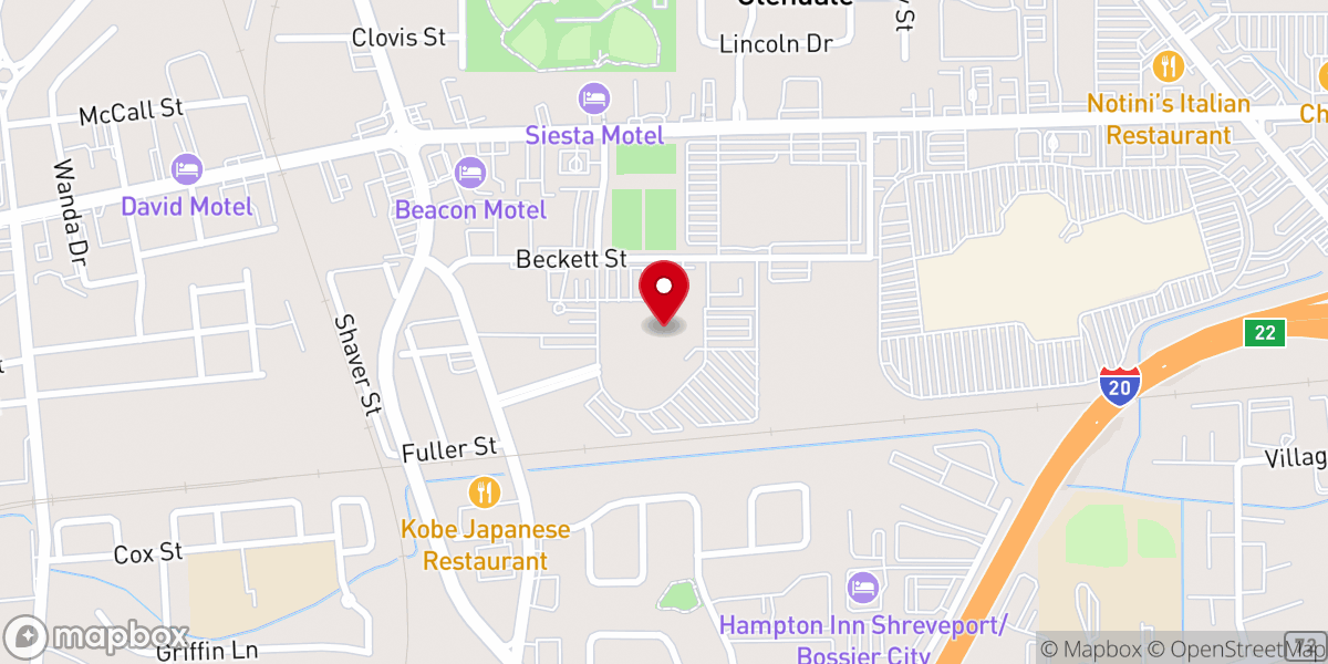 Map showing location of Bossier City Civic Center