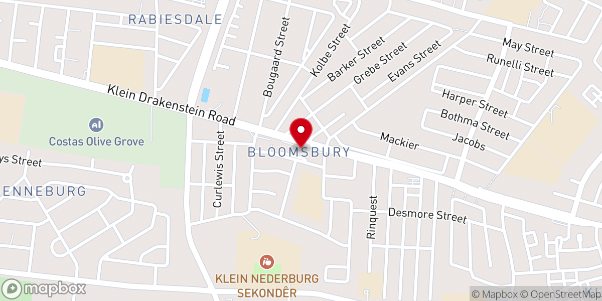 Map showing location of Paarl Potter's House Church