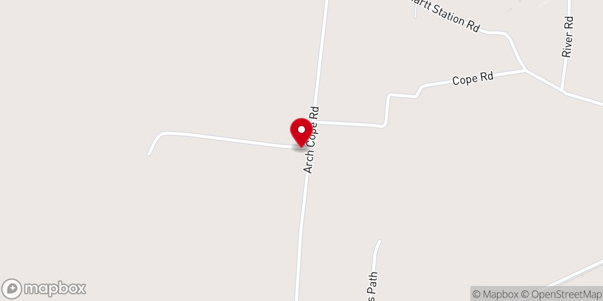 Map showing location of Antioch Church