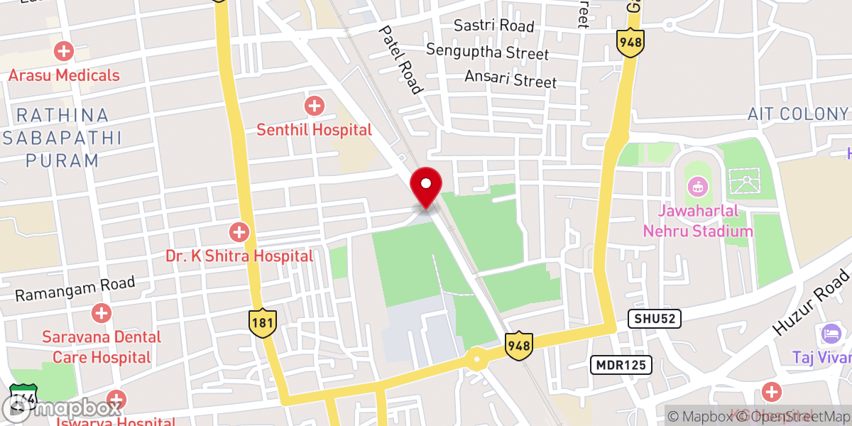 Map showing location of St. Mary's Orthodox Syrian Cathedral