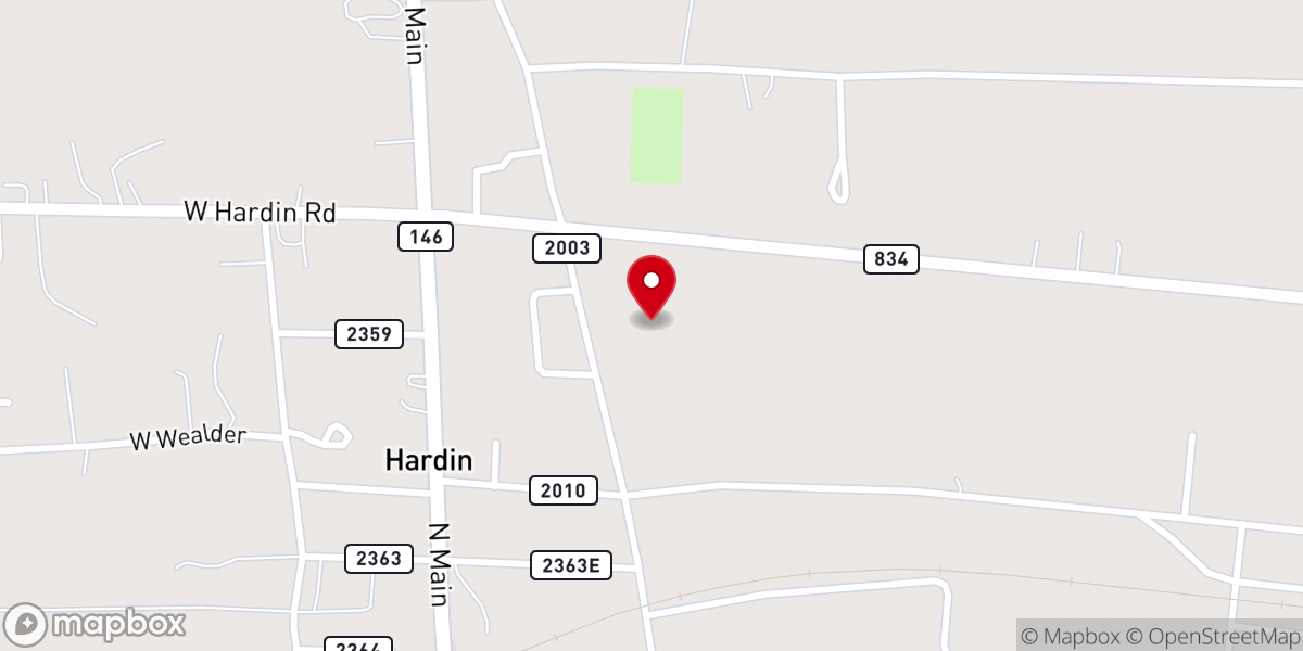 Map showing location of Hardin Baptist Church