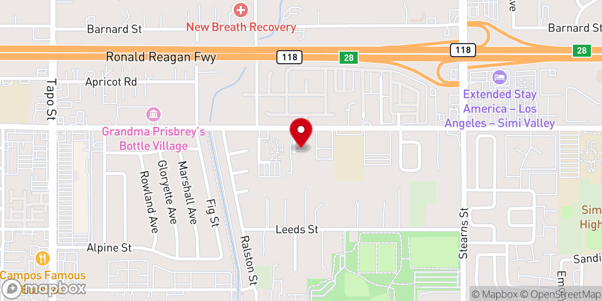 Map showing location of Korean Baptist Church-Simi Valley