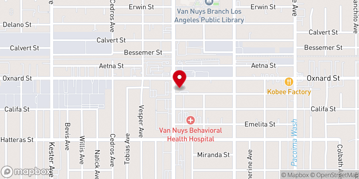 Map showing location of Funeraria del Angel Van Nuys