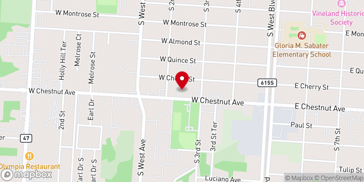 Map showing location of Vineland Spanish Seventh-Day Adventist Church