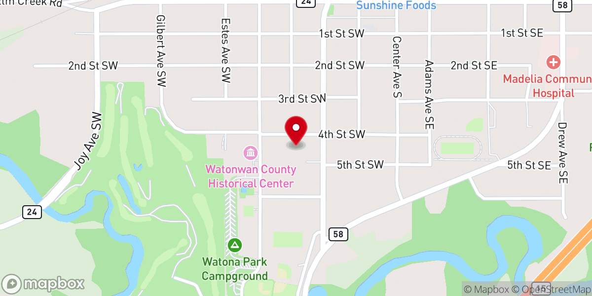 Map showing location of Living Meadows at Luther - Madelia