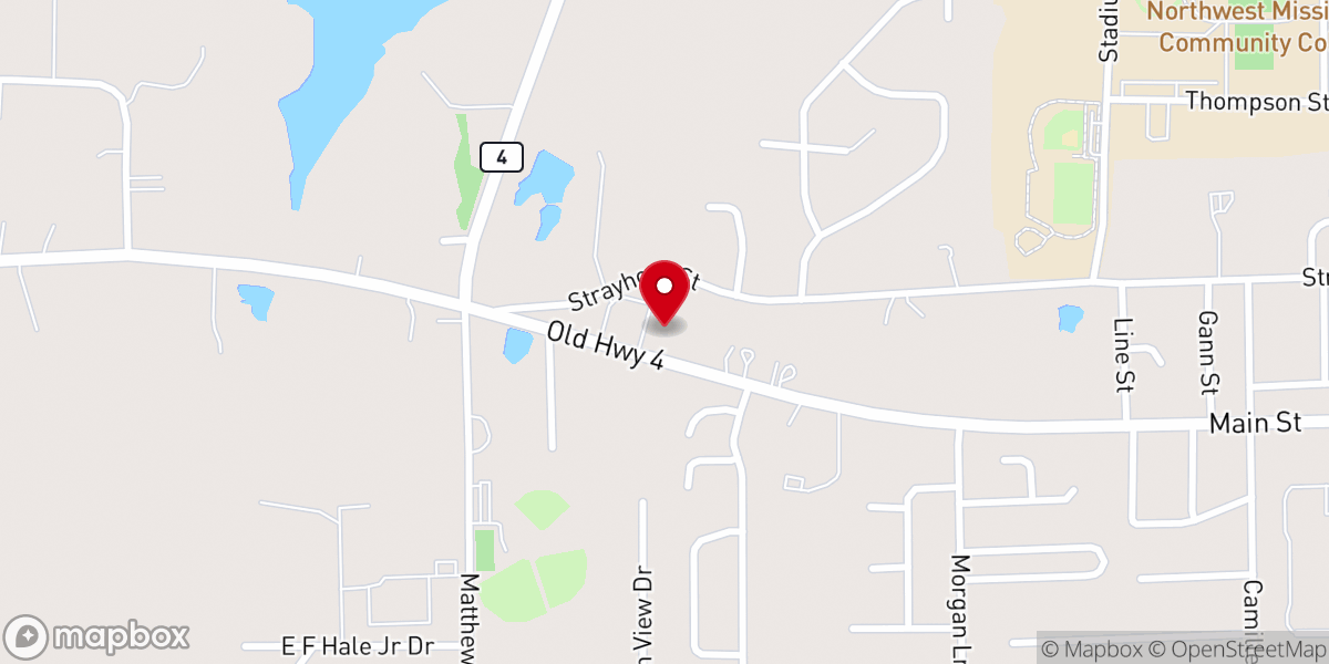 Map showing location of Senatobia Church of Nazarene