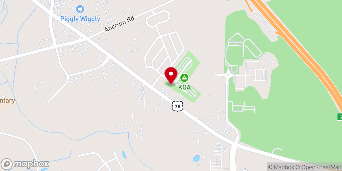 Map showing location of Charleston KOA Holiday