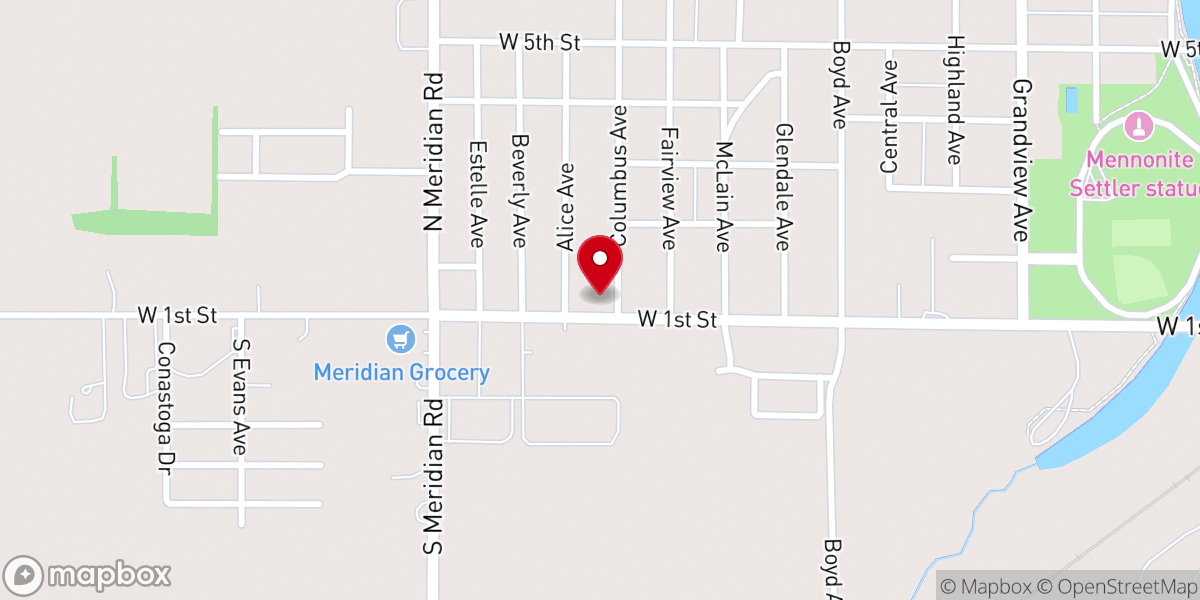 Map showing location of Columbus Avenue Church of Christ