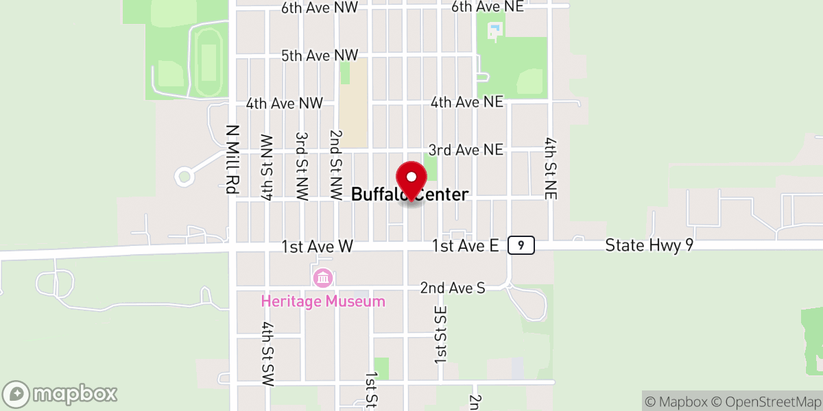 Map showing location of Buffalo Center Tribune