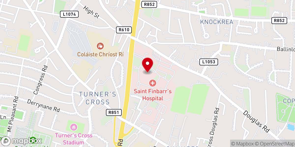Map showing location of St Finbarr's Hospital