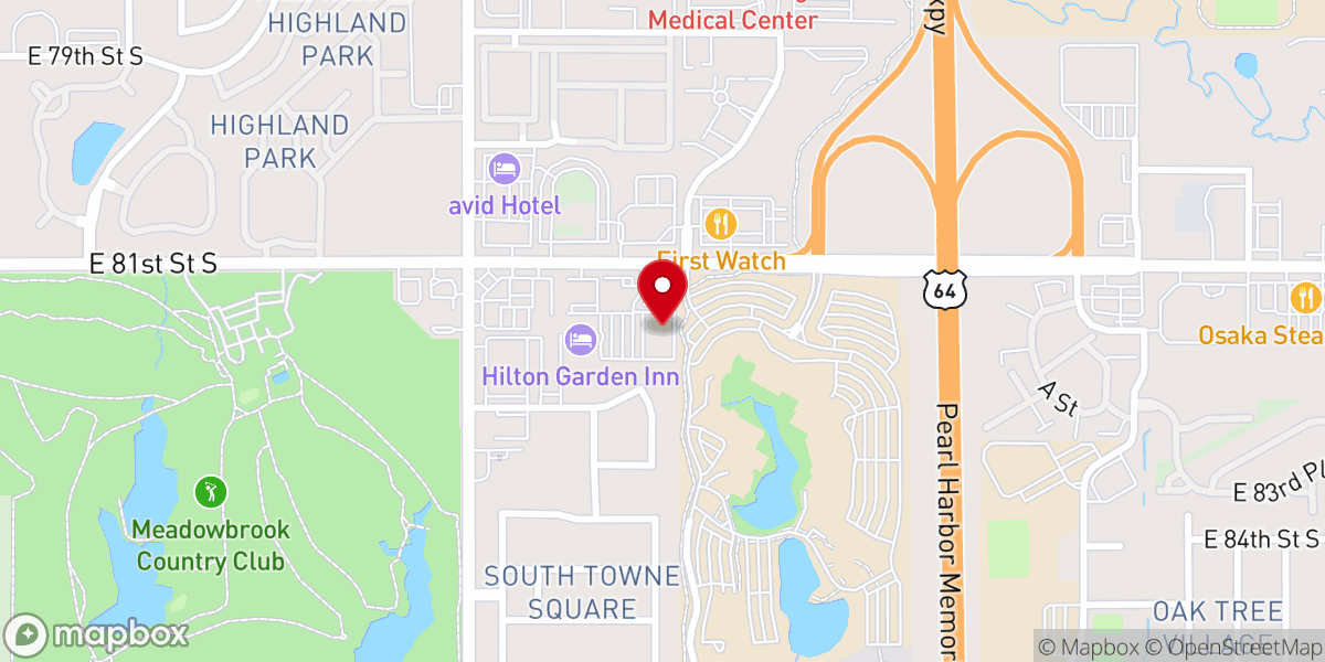 Map showing location of Thrive Church Tulsa