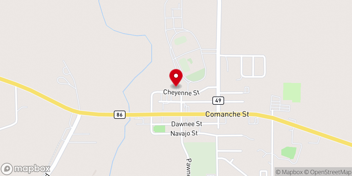 Map showing location of Kiowa Creek Community Church