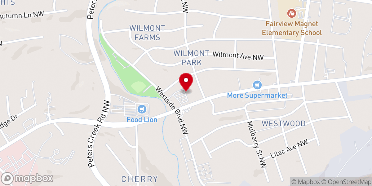 Map showing location of Calvary Chapel of Roanoke