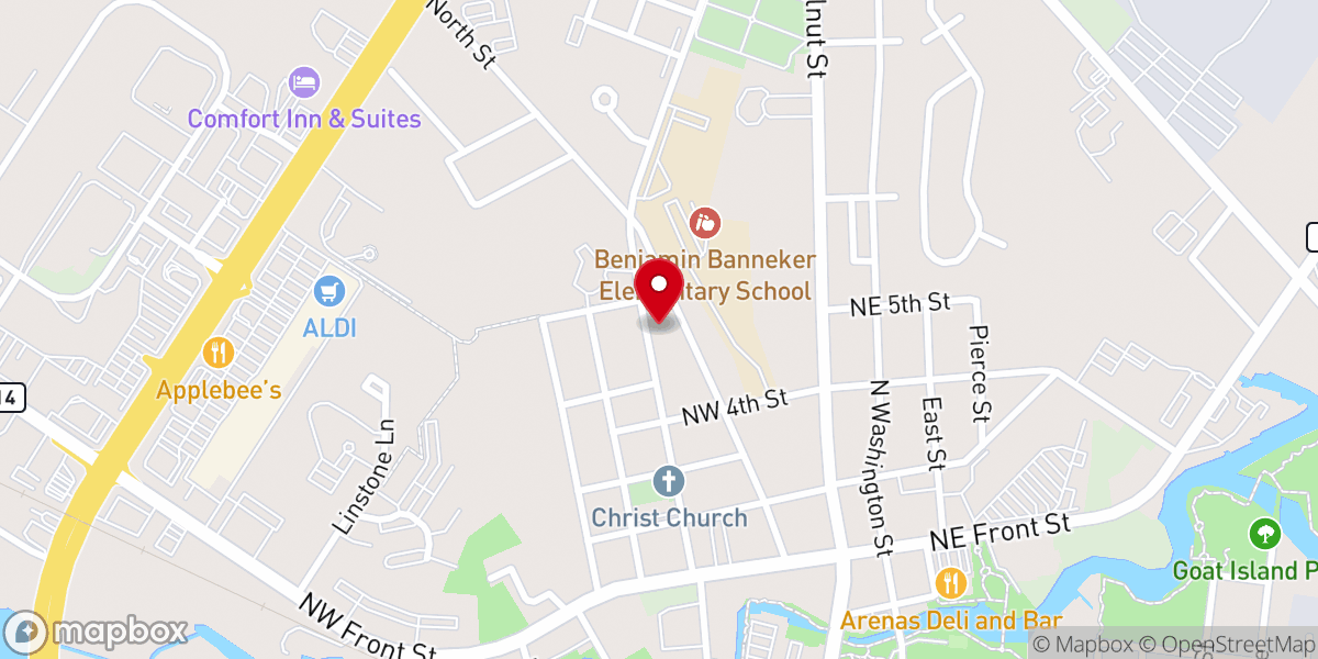 Map showing location of First Evangelical Haitian Church