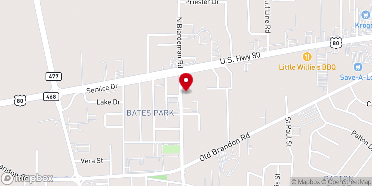 Map showing location of Living Water Assembly of God Church