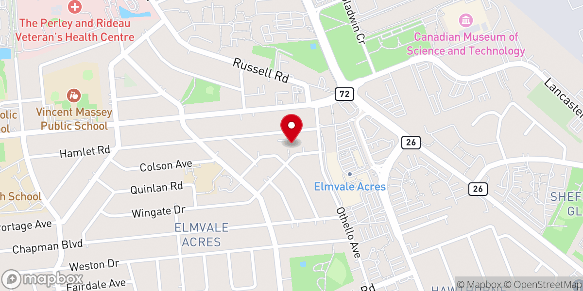 Map showing location of St Aidan's Church (Anglican) Elmvale Acres