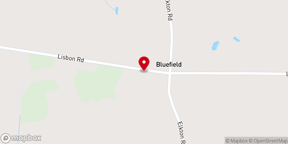 Map showing location of Bluefield United Methodist Church
